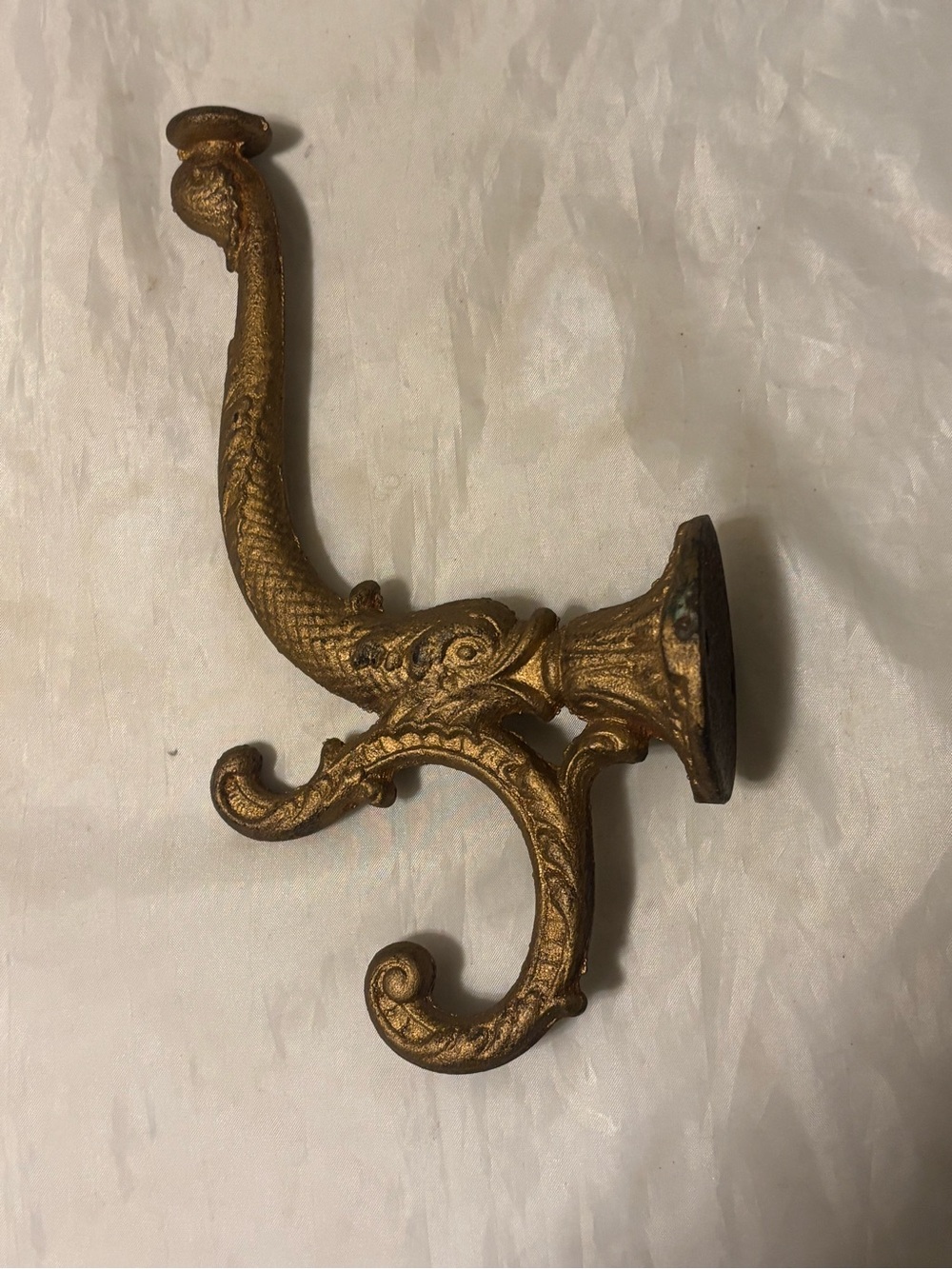 Gold Fish Serpent Triple Cast Iron Wall Hook - Ornate Home Wall Decor